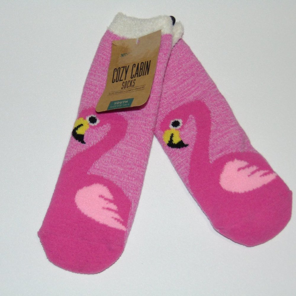 Northeast Youth Cozy Cabin Socks One Pair Pink Flamingo Super Soft 10k-4